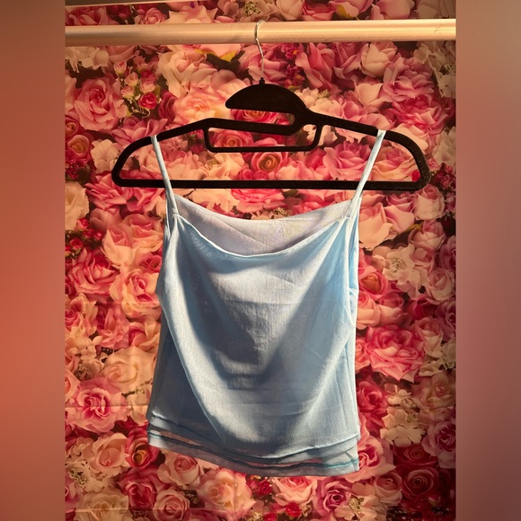 NEW aqua blue string Tank Top - Picture 3 of 3